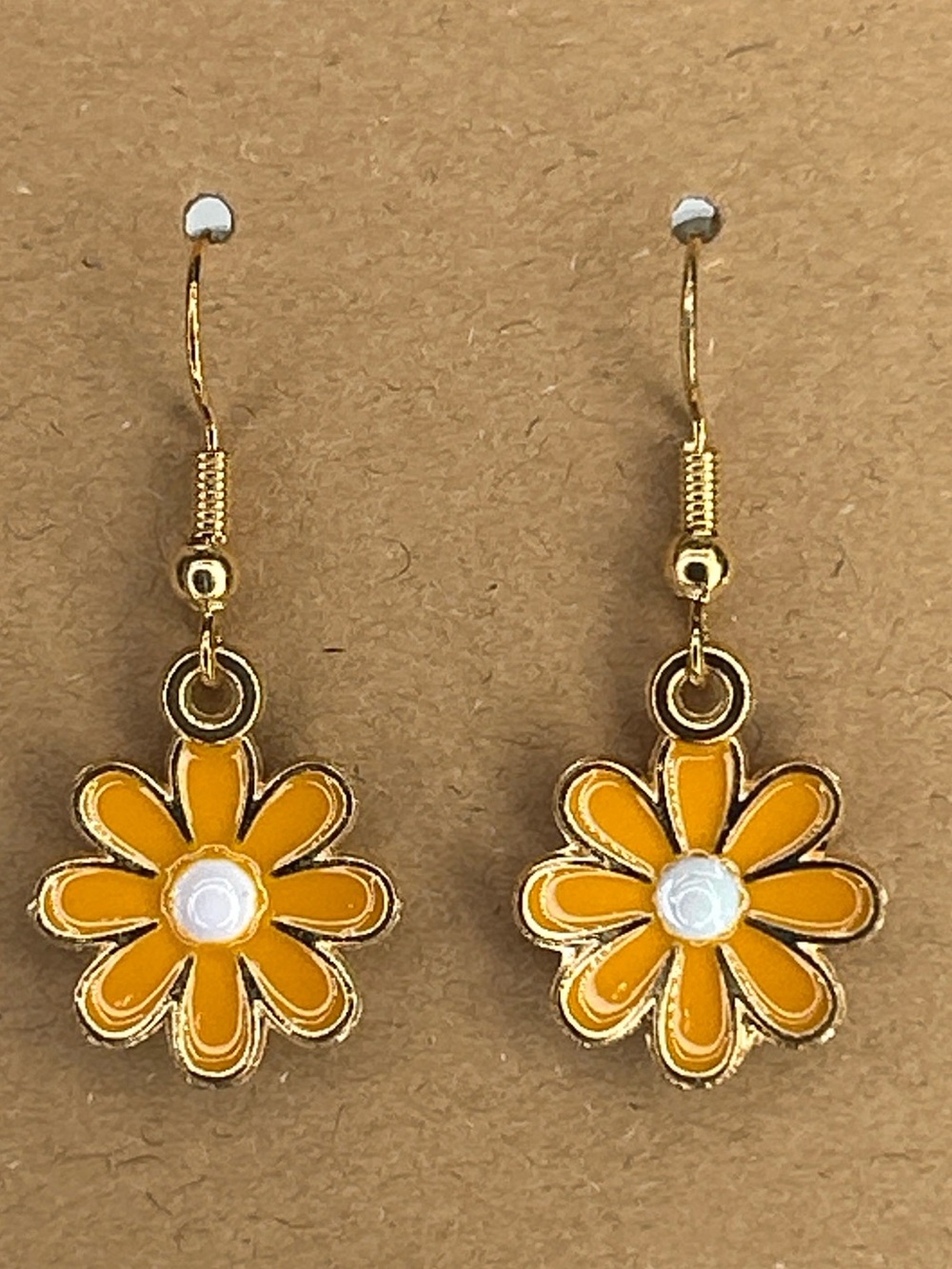 Yellow Daisy Dainty Drop Gold And Orange Flower Earrings Fashion Jewelry